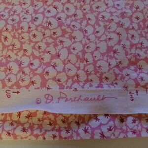 Vintage Heavier Weight Pink & White Floral Fabric 44" Long by 26" Wide